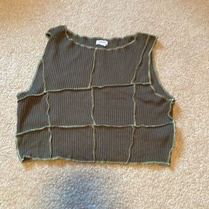 women’s dark green garage crop top textured